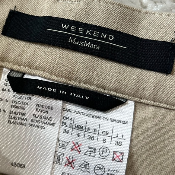 MaxMara light tan weekend stretch high waist straight leg trouser pants size 4 - Picture 6 of 13